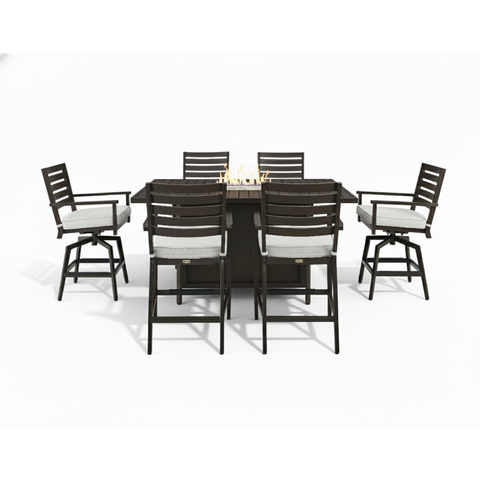 adeline counter height fire table set, patio dining furniture