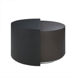 A round outdoor gas fire pit table